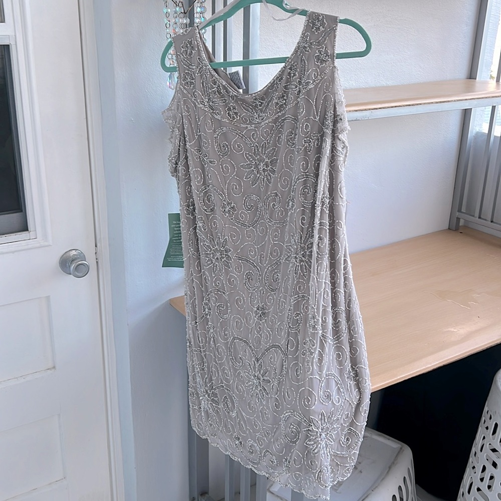 Beautiful grey taupe cocktail special event like a wedding dress